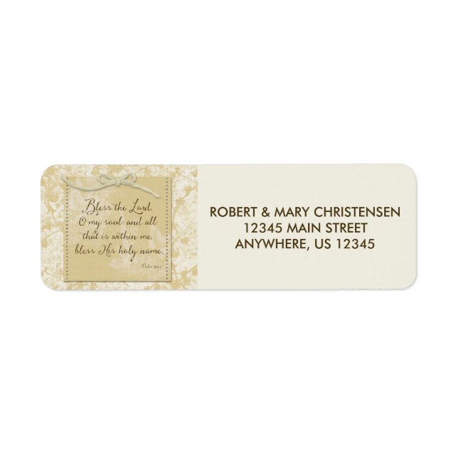 Bless the Lord O My Soul Returadress Etikett (Framsidan)