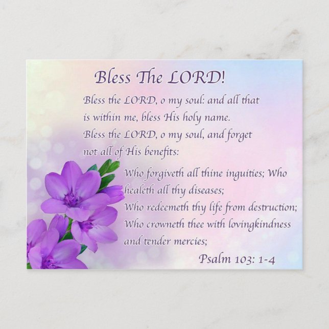 Bless the LORD O My Soul! Vykort (Framsida)