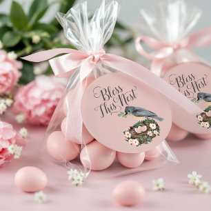 Bless the Nest Blommigt Bird's Nest Baby Shower Runt Klistermärke