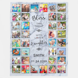 Bless this Family with kärlek 32 Photo Collage Fleecefilt