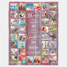 Bless this Family with kärlek 32 Photo Collage Fleecefilt