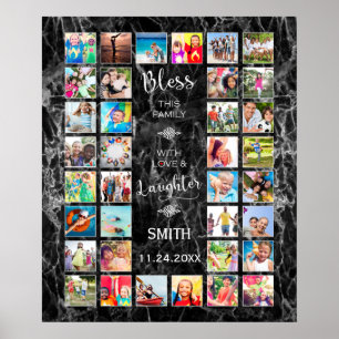 Bless this Family with kärlek 32 Photo Collage Poster