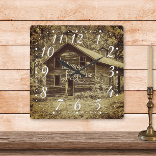 Bless this Farmhouse Vintage Fyrkantig Klocka