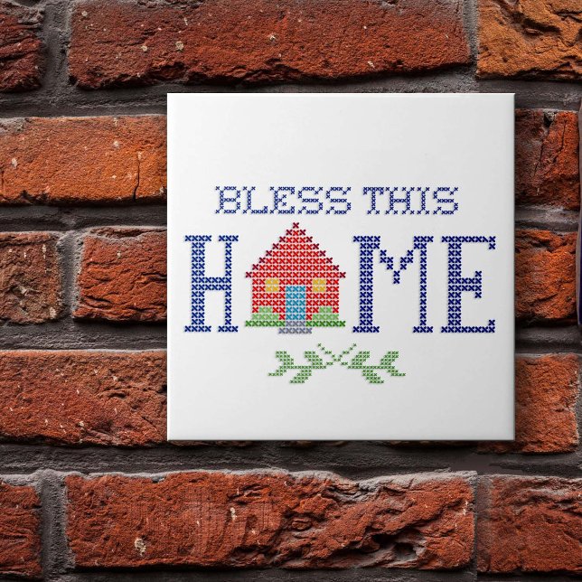 Bless this Home Ceramic Tile Kakelplatta (Beautiful ceramic tiles of faith and peace.)