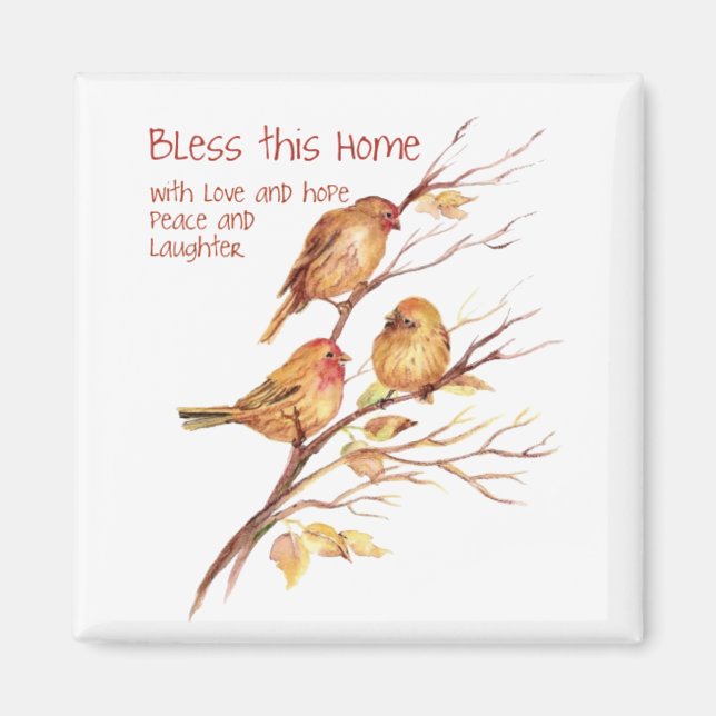 Bless this Home, Inspirational, Bird Quote Magnet (Framsidan)