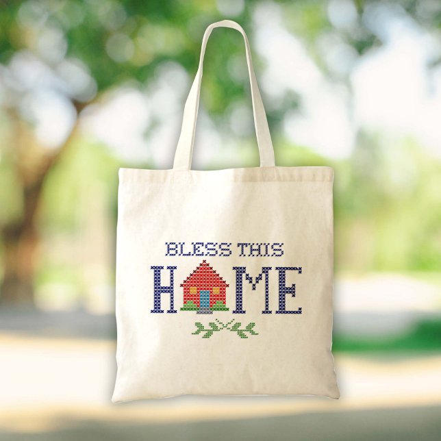 Bless this Home Toit Bag Tygkasse (Carry blessings with you wherever you go with our "Bless This Home" tote bag.)
