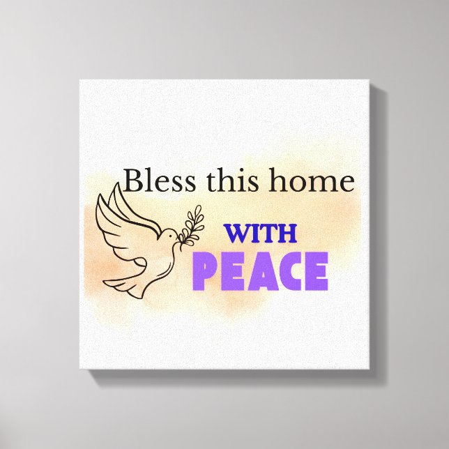 Bless this Home with Peace | Christian Dove Wall A Canvastryck (Framsida)