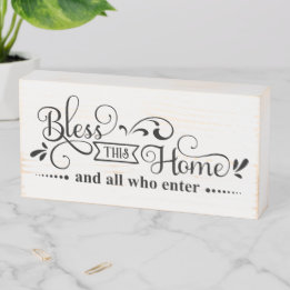 Bless this Home Wooden Farm House Box Sign