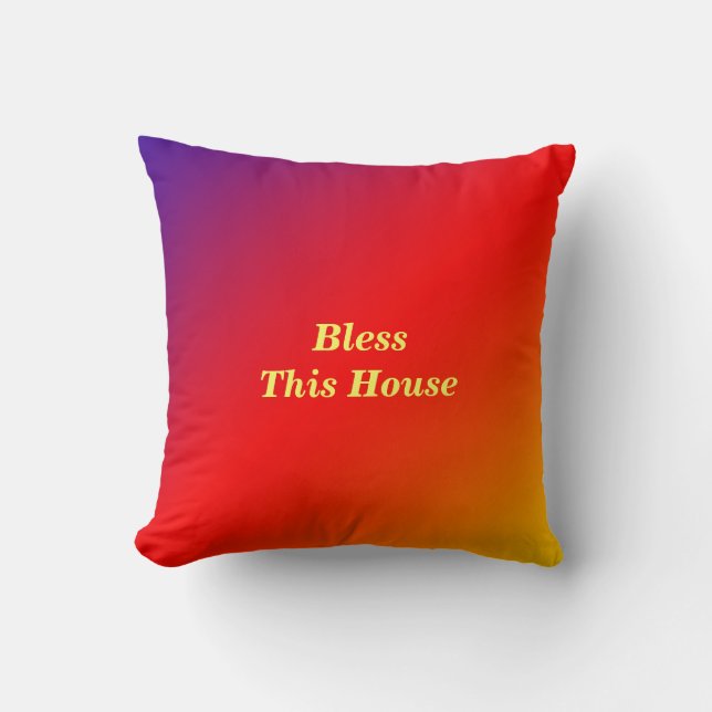 Bless this House Vivid Rainbow Square Kudde (Framsida)