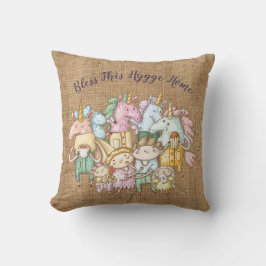 Bless this HYGGE Home Mysigt Unicorn Family Burlap Kudde