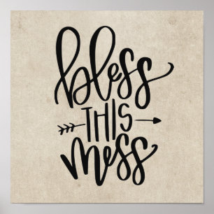 Bless this Typography Living Space Home Decor Poster