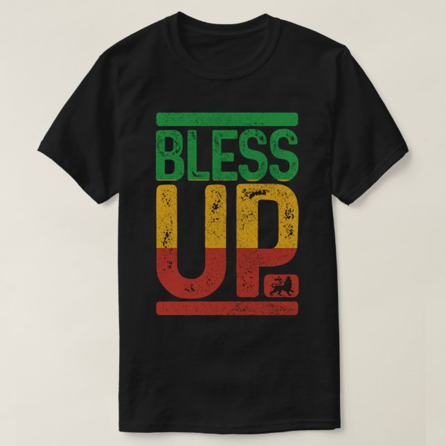 Bless up Reggae Music Rastafari Lejon of Judah Ras T Shirt (Design framsida)