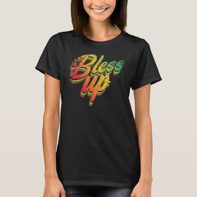Bless Up Reggae Stil för Reggae Music T Shirt (Framsida)