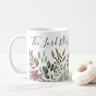 Bless You and Behålla You Blommigt Faith Scripture Kaffemugg