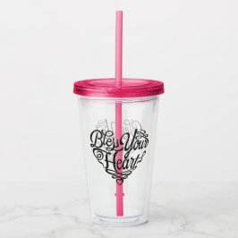 Bless your Heart Acrylic Kopp with Straw Take Away Mugg