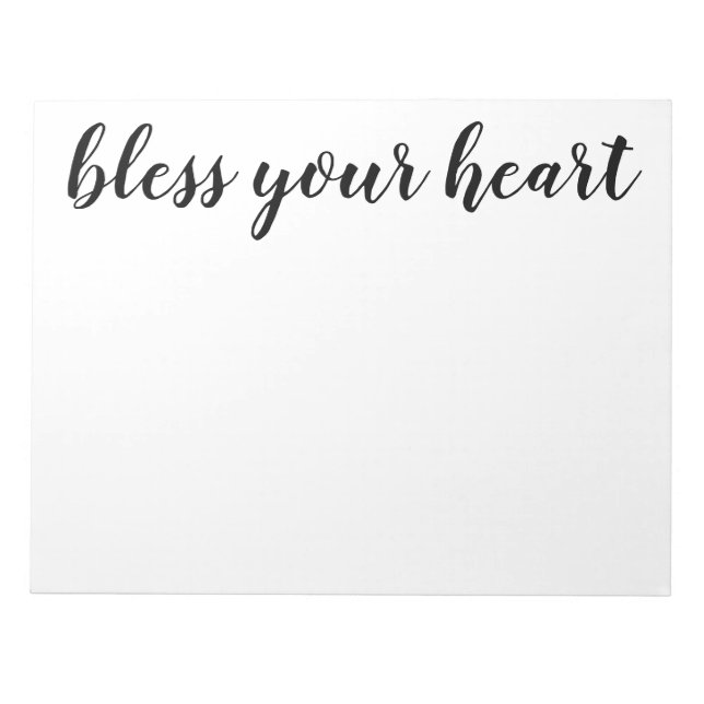 Bless Your Heart Black Script Skriv ut Anteckningsblock (Framsida)
