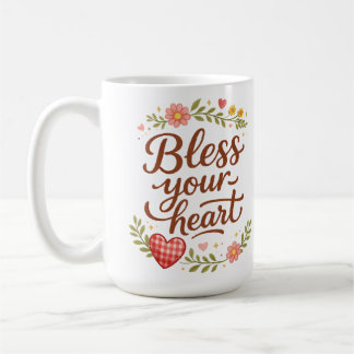 Bless Your Heart – Cozy Floral Quote Graphic Kaffemugg