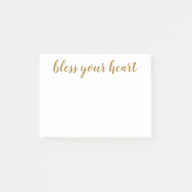Bless Your Heart Guld Script Post-it Block (Framsida)