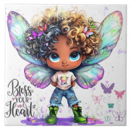 Bless Your Heart Lil Fairy Ceramic Tile Kakelplatta