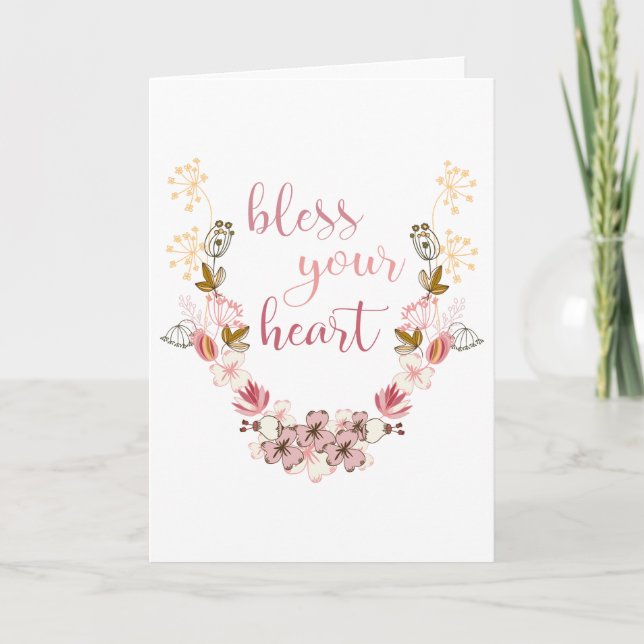 Bless Your Heart (rosa blommor) Kort (Framsida)