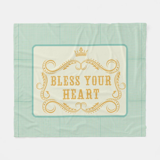 Bless Your Heart Southern Quote Gingham Fleecefilt (Framsidan (Horisontell))