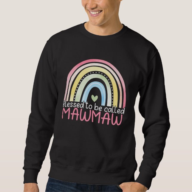 Blessad att kallas Mawmaw Rainbow Mors dag B Lång Ärmad Tröja (Framsida)