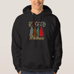 Blessad Mamaw Leopardrandig julgran familj Hoodie
