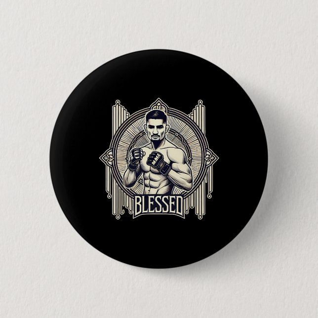 Blessad Mma Bjj Kickboxning Muay Thai Boxning Cage Knapp (Framsida)