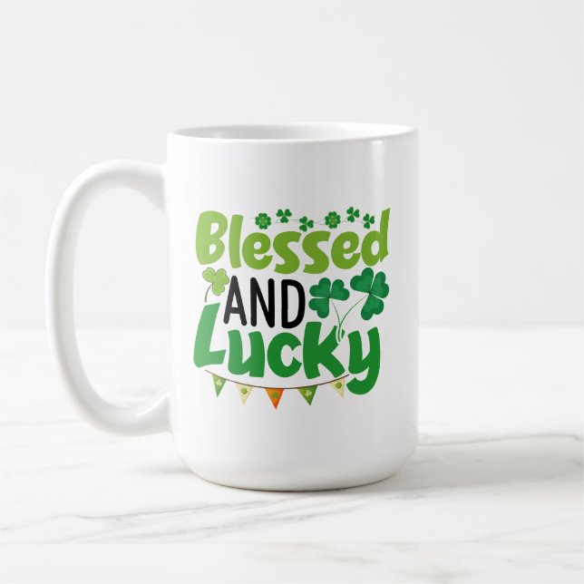 Blessad och Lycklig St. Patricks Dag Design-61103 Kaffemugg (Vänster)