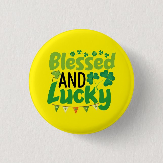 Blessad och Lycklig St. Patricks dag-design-61103 Knapp (Framsida)