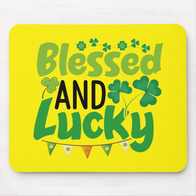 Blessad och Lycklig St. Patricks dag-design-61103 Musmatta (Framsidan)