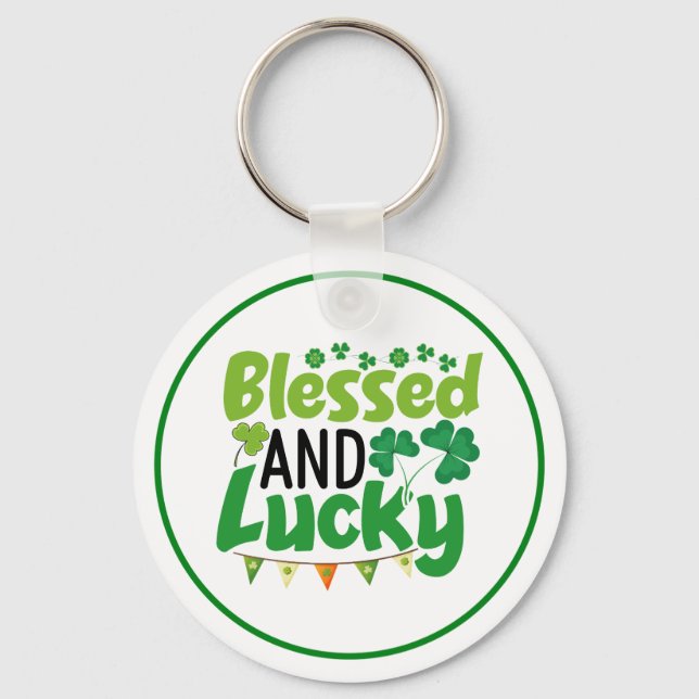 Blessad och lycklig St. Patricks dag-design-61103 Nyckelring (Framsida)