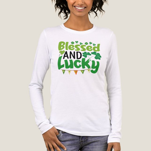 Blessad och Lycklig St. Patricks dag-design-61103 T Shirt (Framsida)