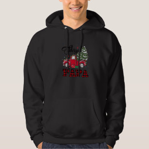 Blessad Pappa Jul Familj Ljussättning Lastbil Röd Hoodie