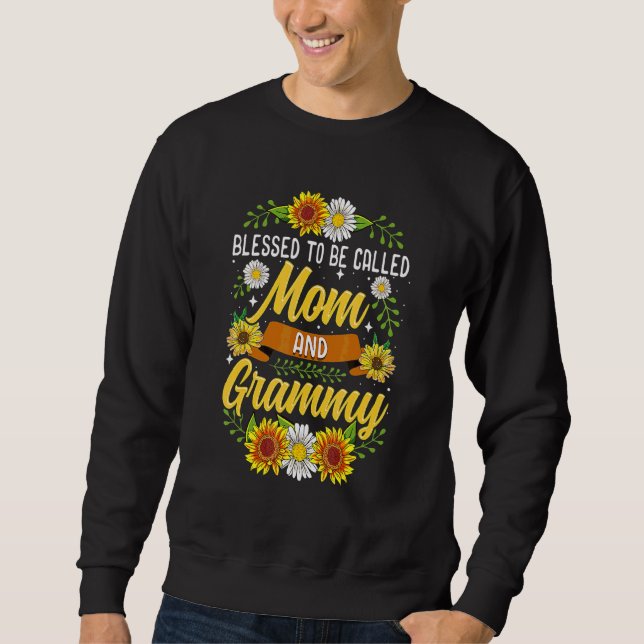 Blessad som kallas mamma och farmor Söt solros Lång Ärmad Tröja (Framsida)
