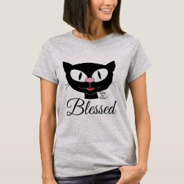 Blessad Tecknad Katt Andlig T Shirt