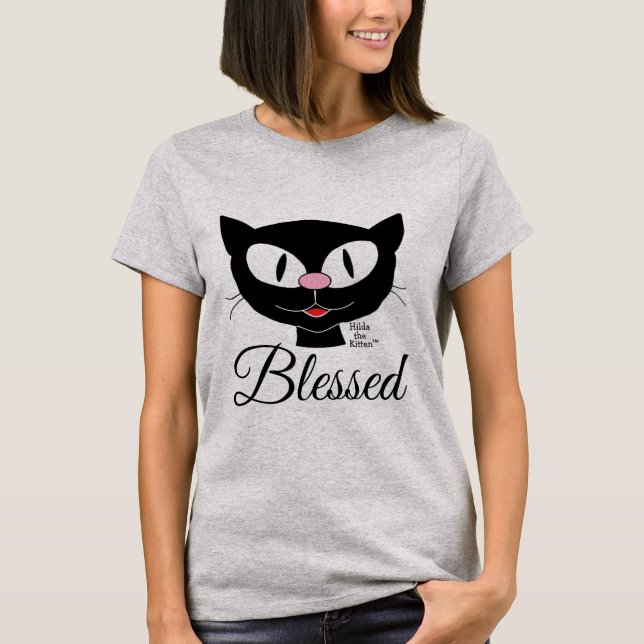 Blessad Tecknad Katt Andlig T Shirt (Framsida)