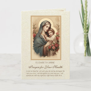 Blessade jungfru Maria Jesus blommor hälsa böner Kort