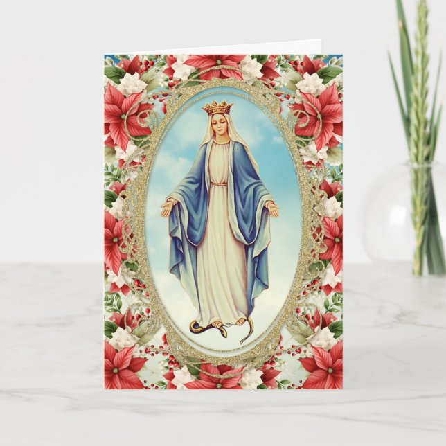Blessade jungfru Maria katolsk jul religiös Helgkort (Framsida)