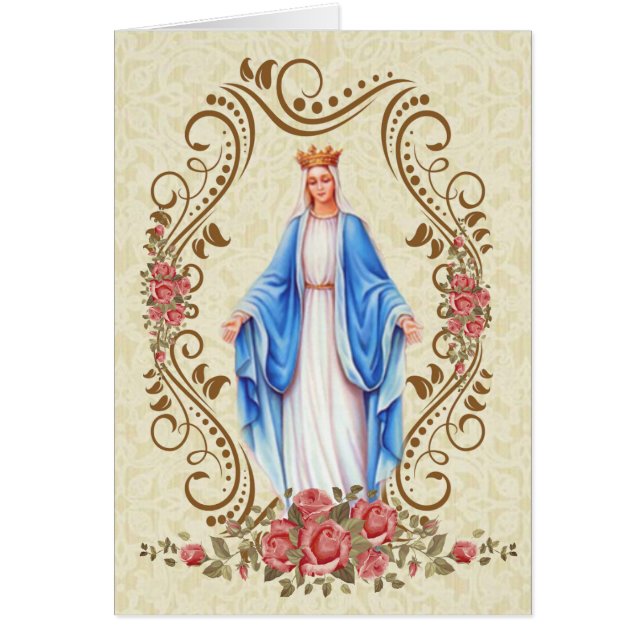 Blessade jungfru Maria Katolsk kondoleans Tack Hälsningskort (Framsidan)