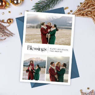 Blessar Elegant Script-familjens julfoto Julkort