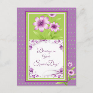 Blessar på din Speciella lila blommor-punkt Vykort