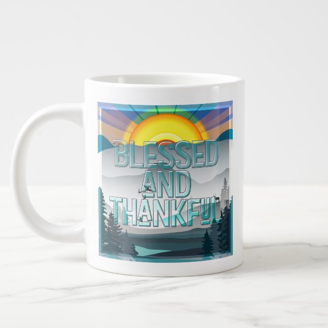 Blessed and Thankful  Jumbo Mugg (Vänster)