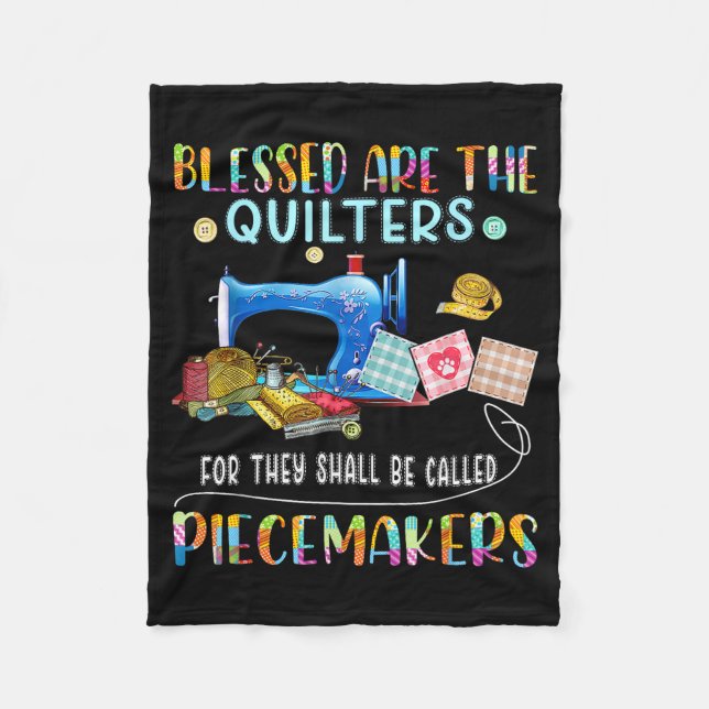 Blessed Are The Quilters Funny Sewing Quote Gift  Fleecefilt (Framsidan)