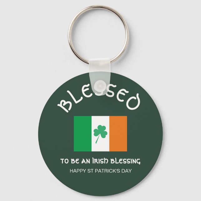 BLESSED ATT VARA EN BLESSING Irish Flagga Nyckelring (Framsida)