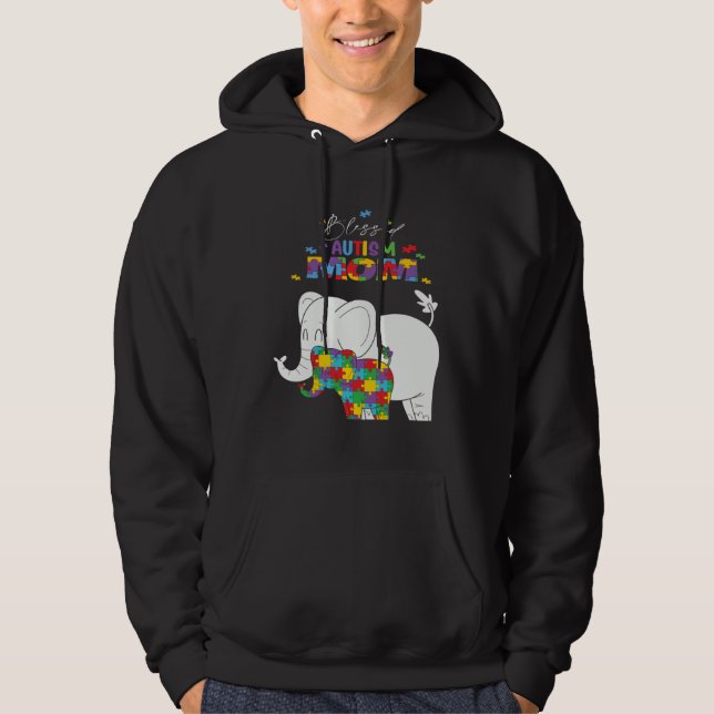 Blessed Autism Mom Mother Autistic Kids Awareness  Hoodie (Framsida)