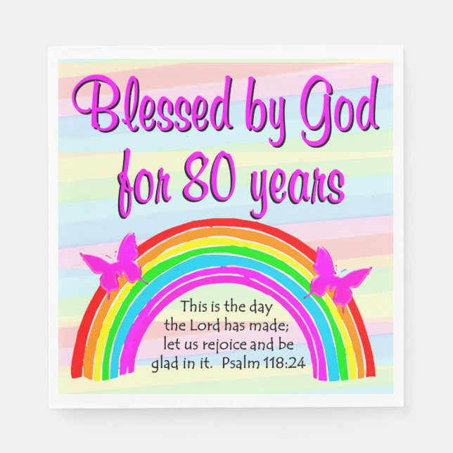 BLESSED AV GOD 80 BIRTHDAY NAPKINS PAPPERSSERVETT (Framsidan)