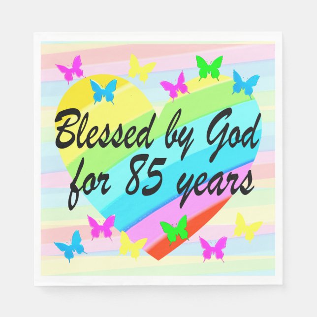 BLESSED AV GOD 85 BIRTHDAY NAPKINS PAPPERSSERVETT (Framsidan)