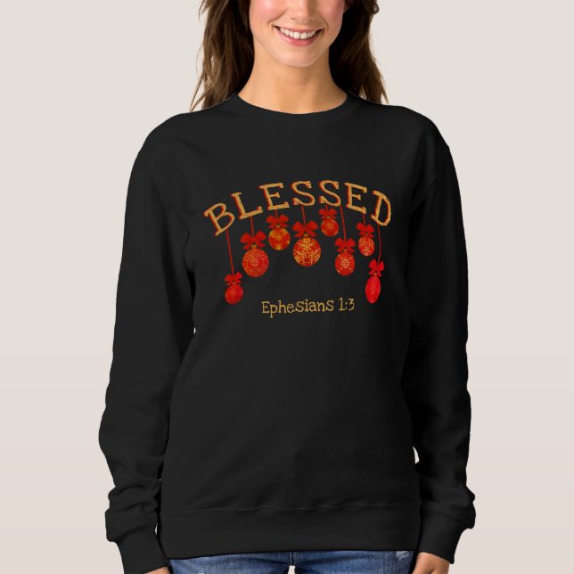 BLESSED Baubles Christian jul T Shirt (Framsida)