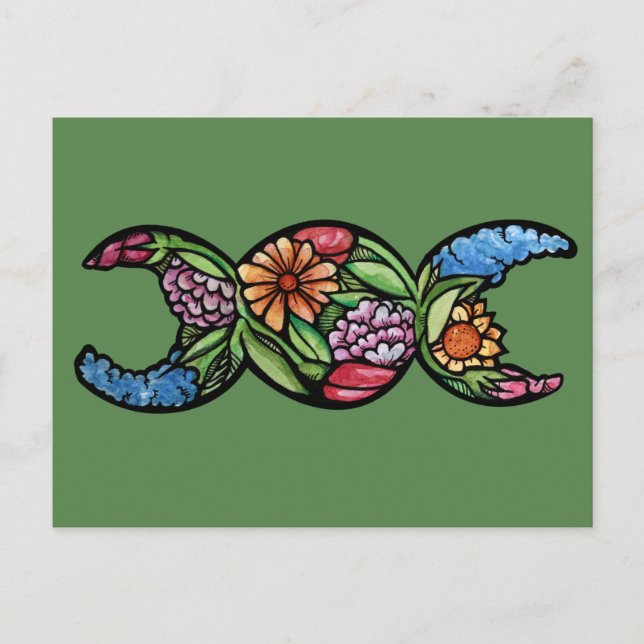 "Blessed Be" Trippel månblomning   Vykort (Framsida)